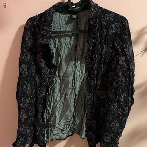 Hot Topic Black Crystal Patterned Button up